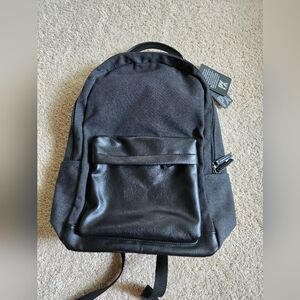 New PX Clothing Landen Canvas & Vegan Leather Backpack - Black NWT
